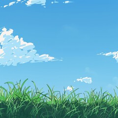 Grassy Field With Blue Sky