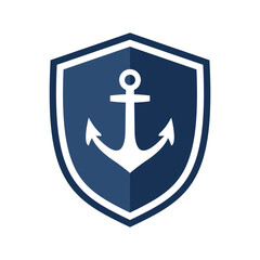 Shield icon with anchor, illustration