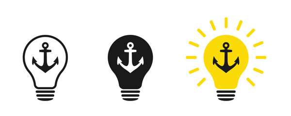 Set of light bulbs with anchor, illustration