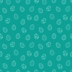 Easter eggs seamless pattern on a green background 