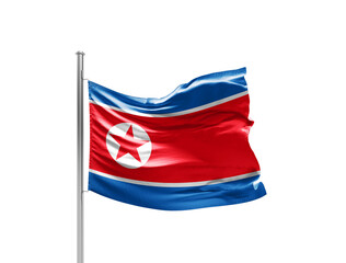 National Flag of North Korea. Flag isolated on white background with clipping path.