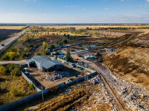 Garbage dump aerial drone view - Powered by Adobe