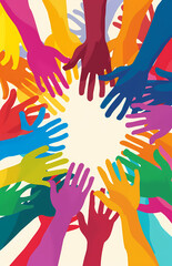 Colored poster, vector, community, health, preparedness, copy space in center for quote
