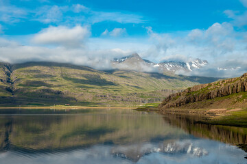Spectacular Icelandic Scenery in Iceland, Scenic Nature: Mountains, Oceanside, Fjords, Fields.