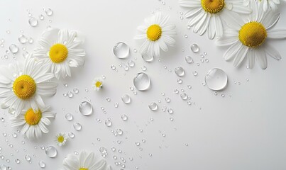 Chamomile essential oil droplets on chamomile flowers, nature beauty background - Powered by Adobe
