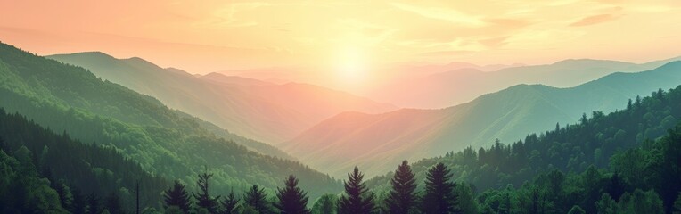 Sunset Painting in Mountain Valley