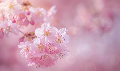 Cherry blossom petals in the breeze, floral background, soft focus, blurred background