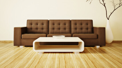 tufted brown couch, table, room, sofa, interior, branch, domestic Room
