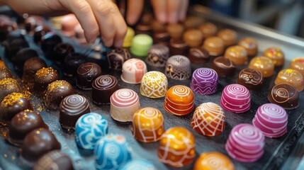 Person Painting Chocolates on Tray