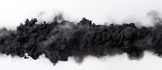Black smoke cloud close up in the air - obrazy, fototapety, plakaty