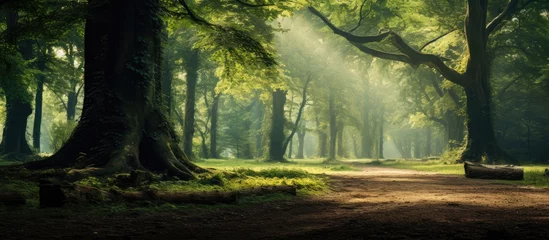 Foto op Plexiglas Dirt pathway winding through dense forest foliage © Ilgun