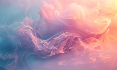 Abstract flowing smoke waves with pastel gradient colors. Surreal background design for wallpaper...