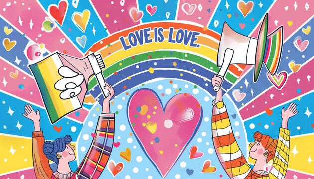 Illustration of love is love transgender and lgbt pride festival