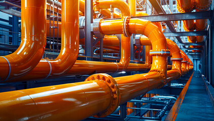 Complex network of industrial pipelines, illustrating the backbone of manufacturing