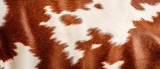 Close up of spotted cow skin in brown and white tones