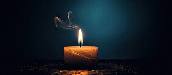A candle emitting smoke in dim light - obrazy, fototapety, plakaty