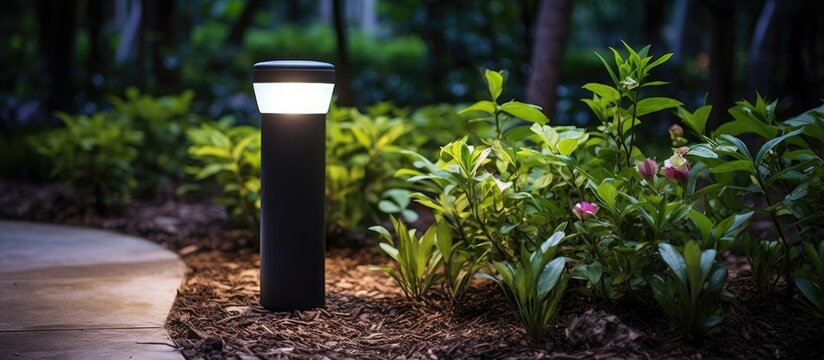A black light closeup on a garden sidewalk