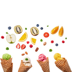 ice cream and fruits
