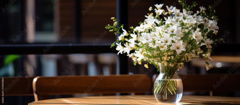 Canvas Prints Table with white flowers in a vase