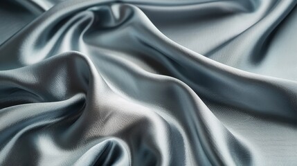 A high quality texture of a piece of cloth, in a silver shiny color, very luxury and expensive, fashion trend style, fabrics and silk material, close up of wavy and rippled background, AI Generated. - obrazy, fototapety, plakaty
