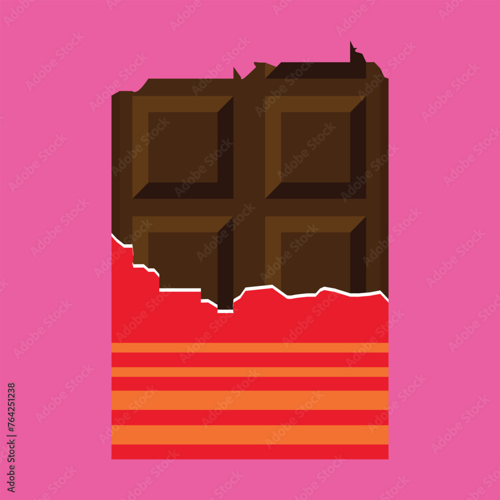 Poster chocolate bar icon. chocolate bar bitten with pieces. flat illustration of chocolate bar vector icon