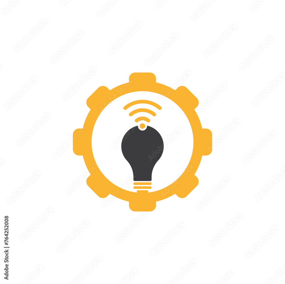 Canvas Prints wifi bulb gear shape logo vector design illustration. lightbulb logo design combined with wifi symbo