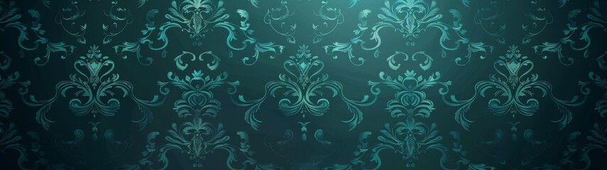 Fototapeta na wymiar a seamless pattern of turquoise damask wallpaper, the background is seamless and repeating, with an aged look and subtle grunge effect