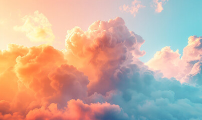 Majestic colorful cloudscape during sunset. Dramatic sky and cloud pattern for background and design