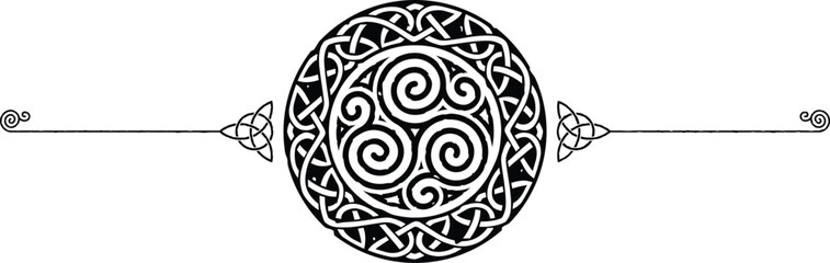Elegant Celtic Symbols Header - Spiral, Triquetra, Knot Ring, Triskele - obrazy, fototapety, plakaty