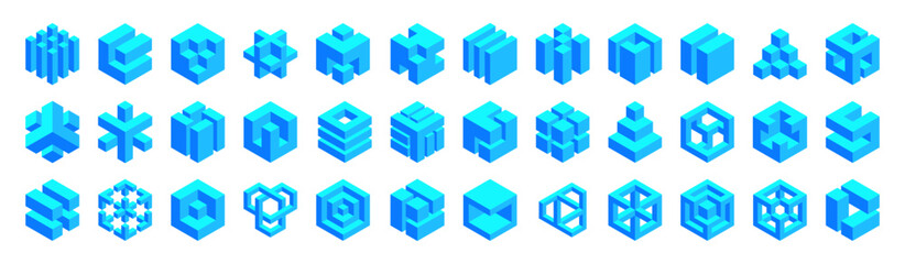 Abstract shapes collection isolated on white background. Geometric shapes. Vector illustration.