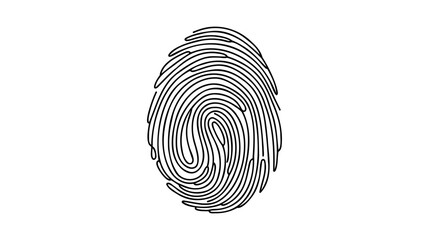 Continuous one line drawing of a fingerprint illustration vector. Hand drawn style design for science concept.