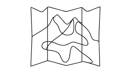 Continuous one line drawing of an map point. Travel concept. Map isolated on a white background. Vector illustration.