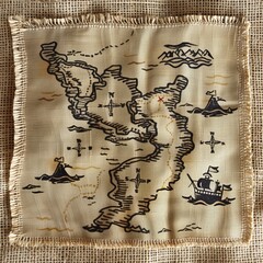 Obraz premium Mapa do tesouro, ilha dos piratas. 