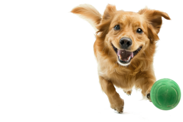 dog play ball in motion, look on camera, png, cutout, template, isolated transparent background