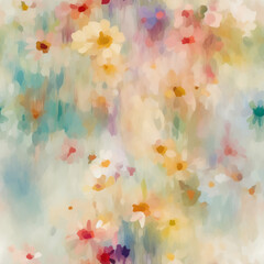 Impressionistic pastel floral abstract background. Seamless file. 