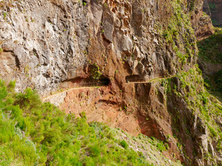 Beautiful mountain landscape view with vibrant colors during a sunny day. Hiking trail of Pico...