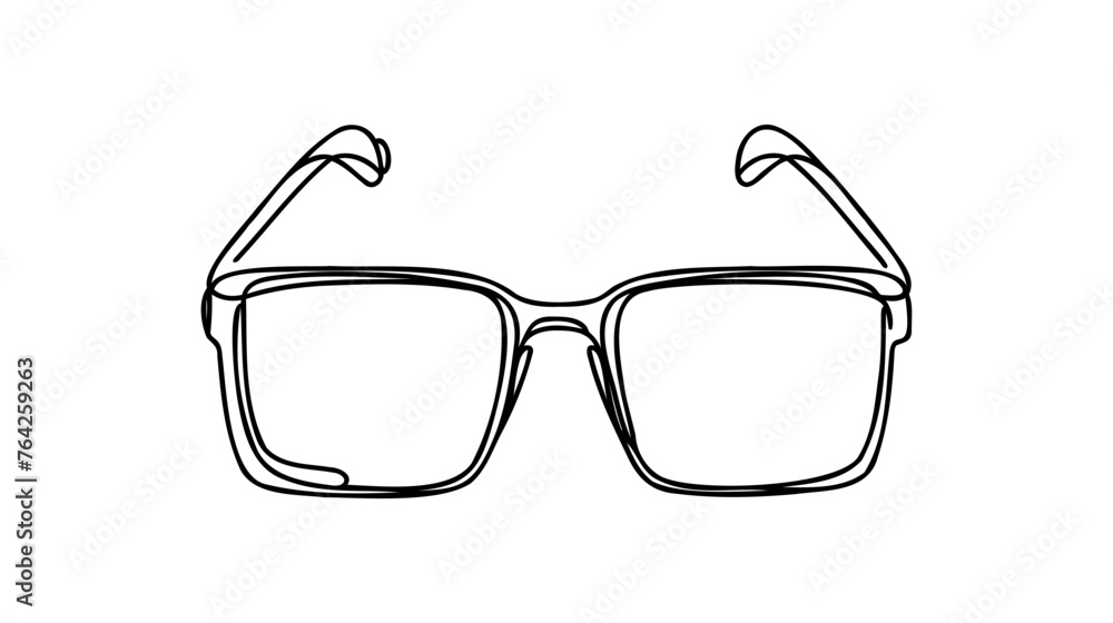 Poster continuous single drawn one line drawing of isolated vector object eye glasses.
