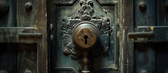 An intimate view of a door handle featuring a small keyhole for locking and unlocking doors
