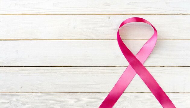 Ilustração de uma fita rosa para conscientização sobre o câncer em mulheres. Referência a campanha Outubro Rosa no Brasil.