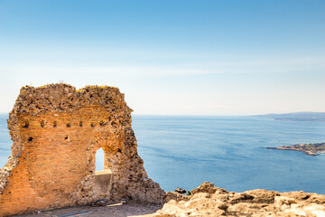 Greek theater in Taormina and Etna Mont