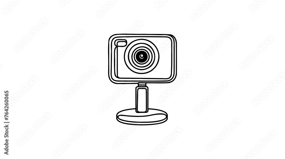 Poster web camera one continuous line icon on white background.