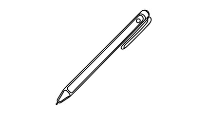 Obraz premium One continuous line drawing of pen. Pencil symbol of study and education concept in simple linear style. Contour icon. Doodle vector illustration.