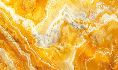 Golden and White Abstract Fluid Art Pattern with Glitter Accents on Canvas Texture. Design for luxury background, modern wallpaper, or chic decoration concept with place for text