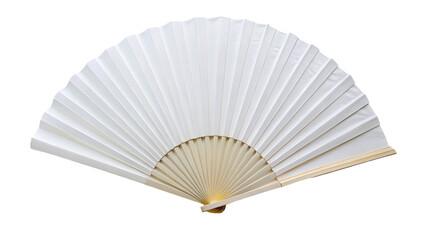 White Chinese folding fan. isolated on transparent background.