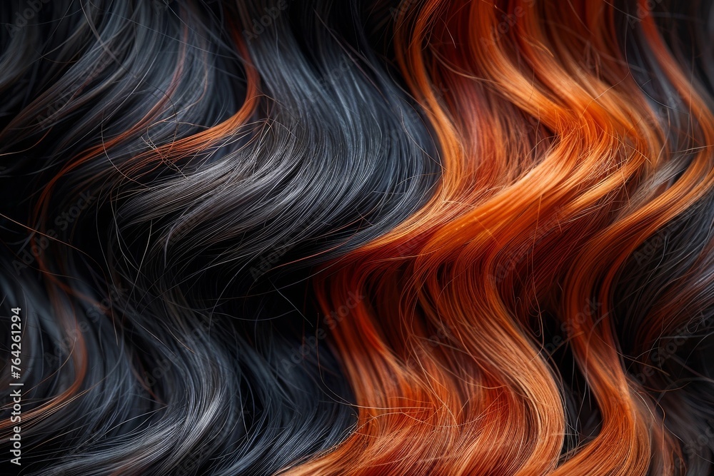 Poster a dynamic and vibrant pattern of black and orange curls representing contrast and style