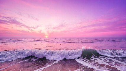 Fototapeta premium Ocean Majesty: Fiery Sunset Over Vast Seascape. generative AI