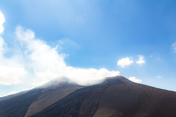 Mount Etna in Italy, Sicily. Climb Etna volcano to the top.