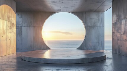 Highlight your innovative architectural design products on a sleek brushed steel podium against a backdrop of modern architectural marvels.