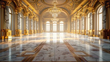 Vintage-Inspired Luxury Hall Exuding Baroque-Era Elegance and Opulence - obrazy, fototapety, plakaty