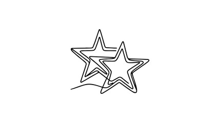 Hand draw doodle of two stars illustration in continuous line arts style vector.
